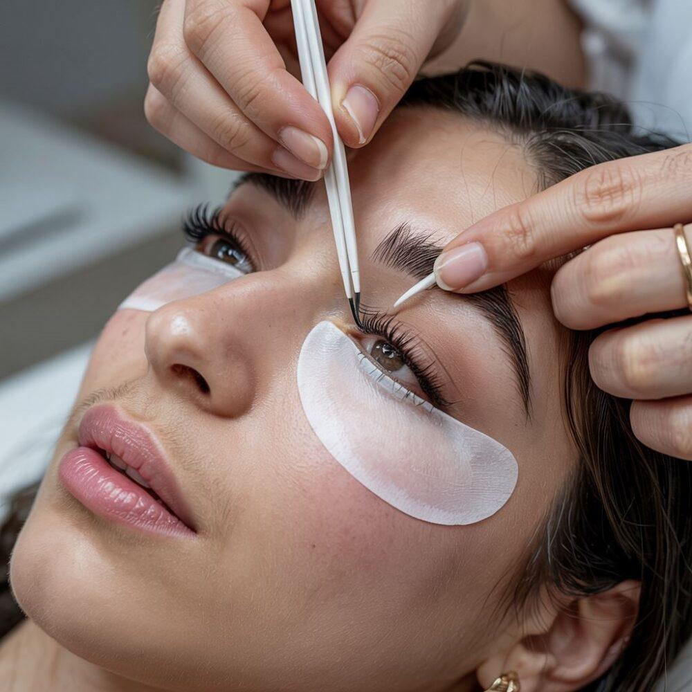 aplikacja kępek rzęs