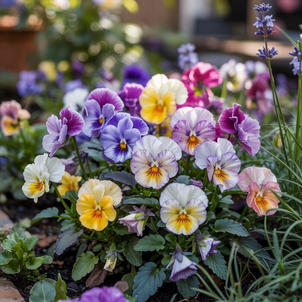 bratki z trawami ozdobnymi