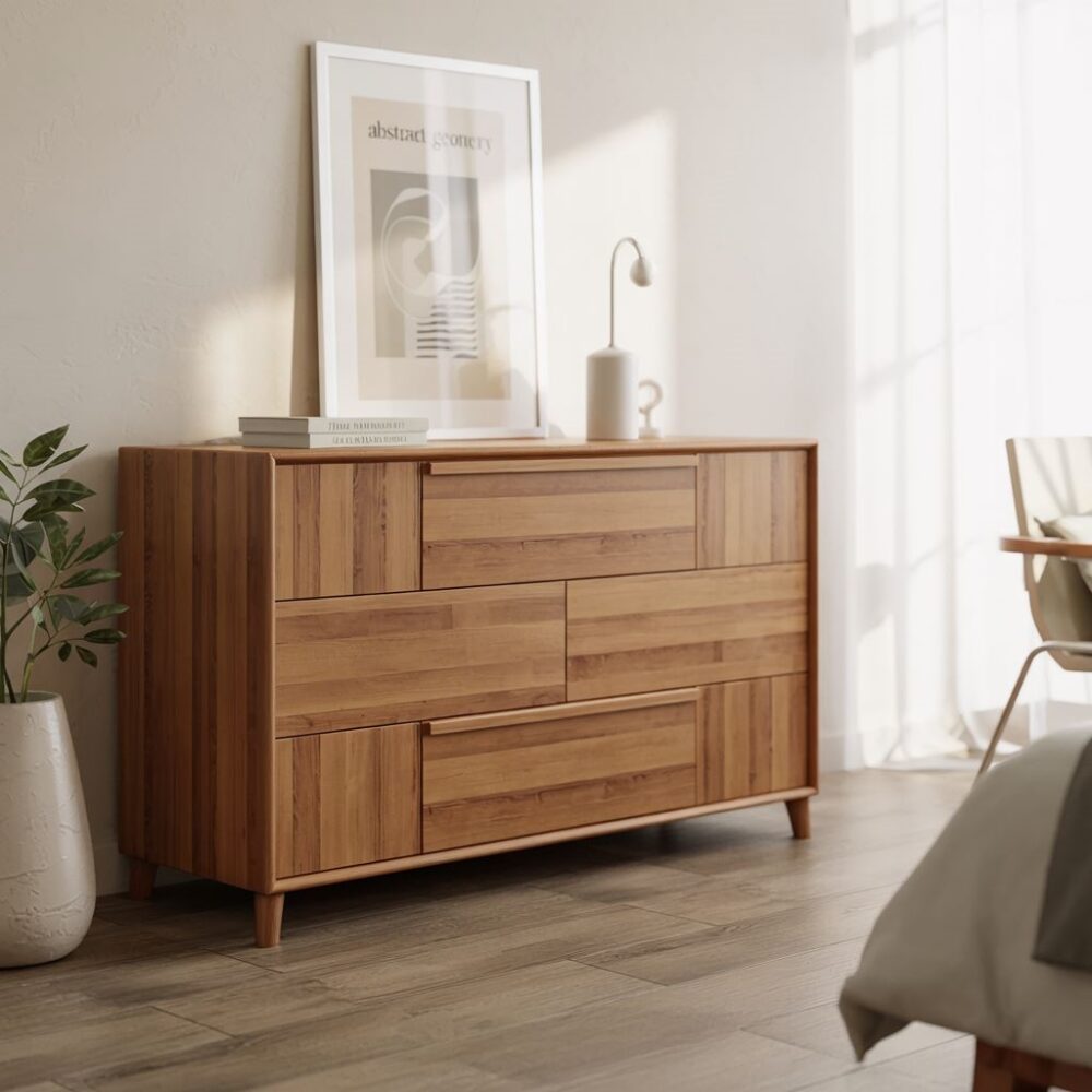 detale czarnych uchwytów komody