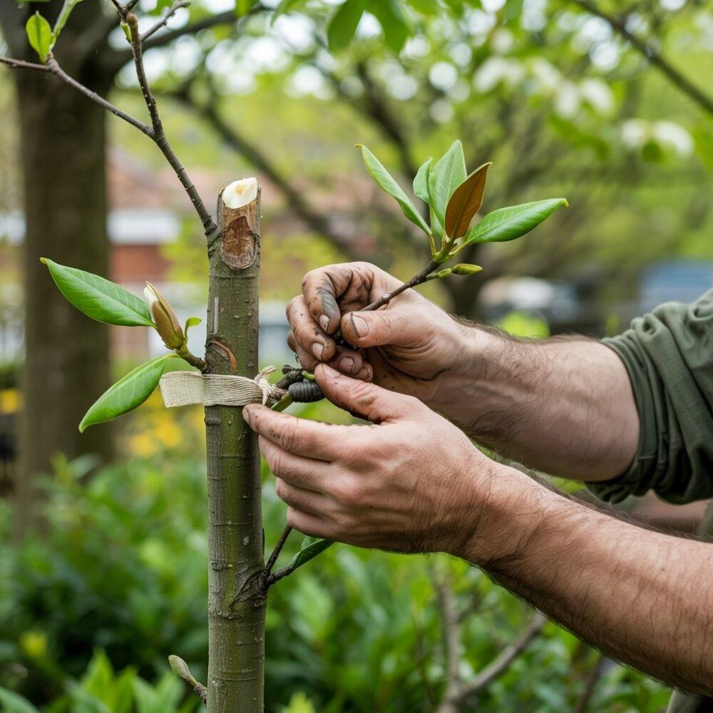 gałązka magnolii po szczepieniu