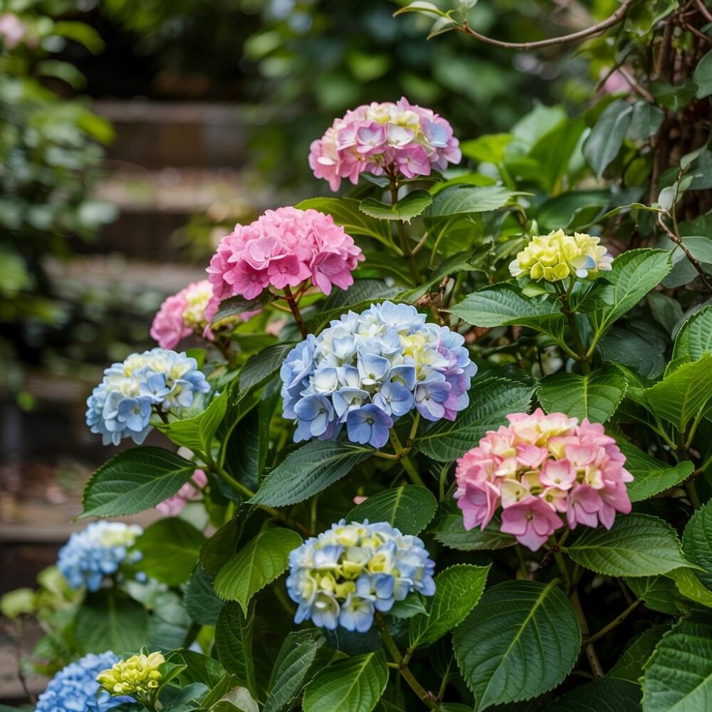 kolorowe kwiaty hortensji