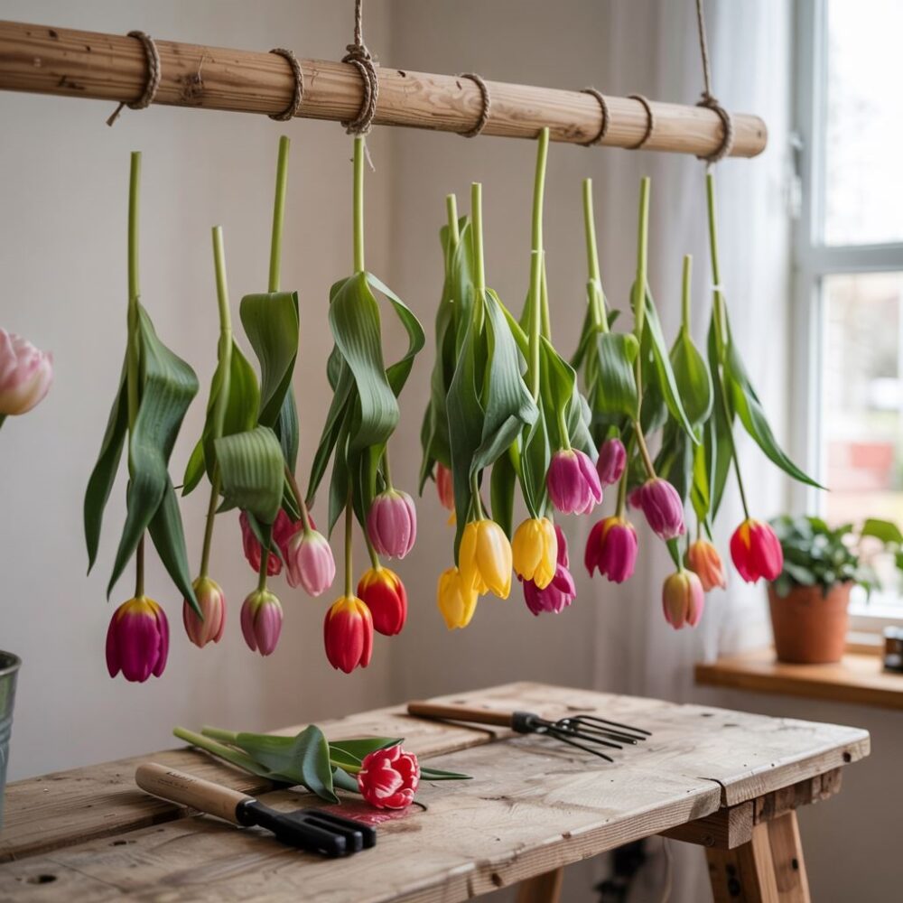 kolorowe tulipany suszenie