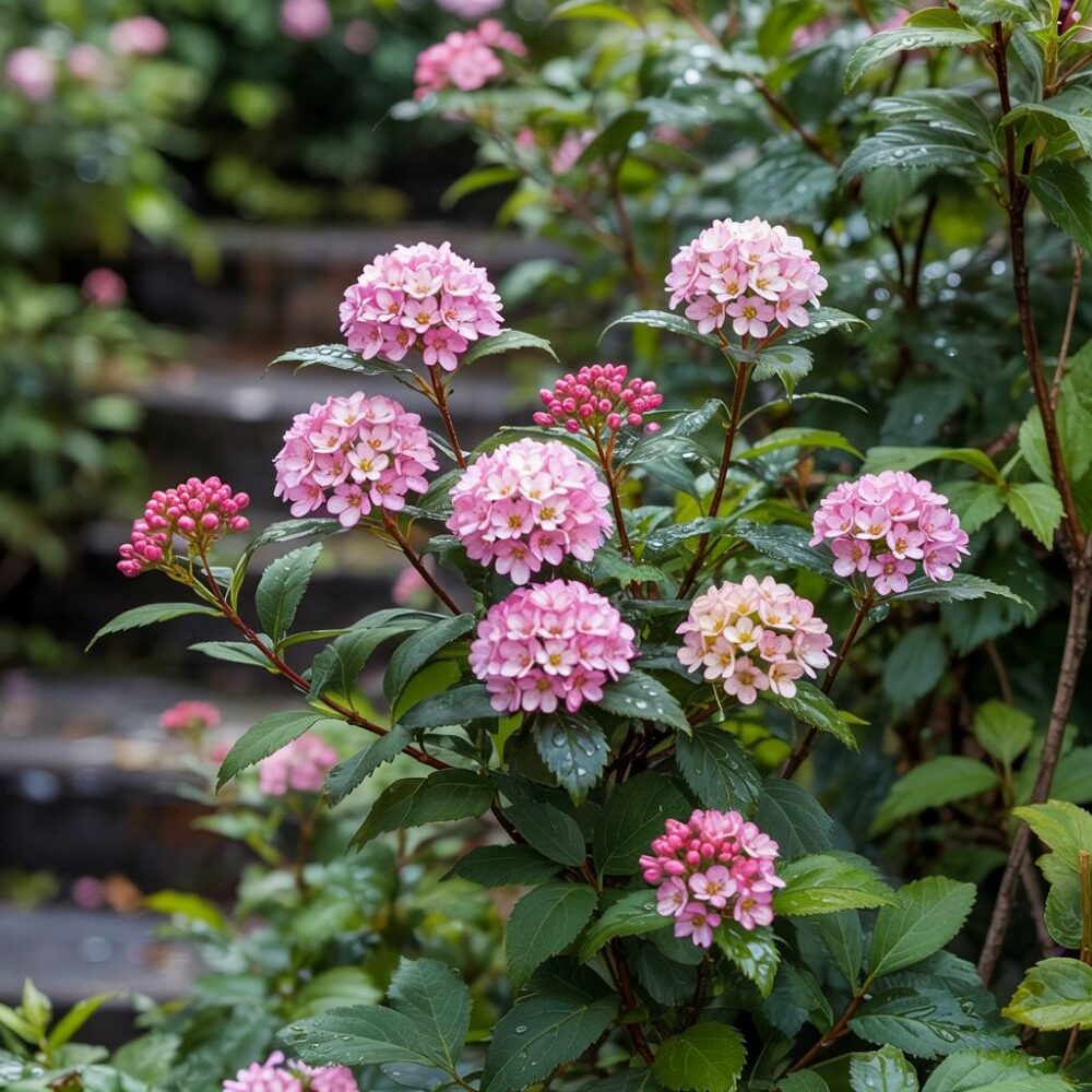 krzew tawuła japońska w ogrodzie