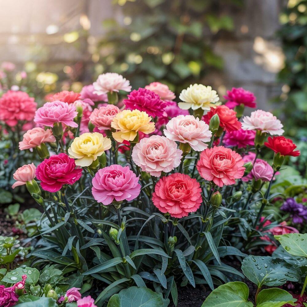 kwiaty dianthus w pełnym rozkwicie
