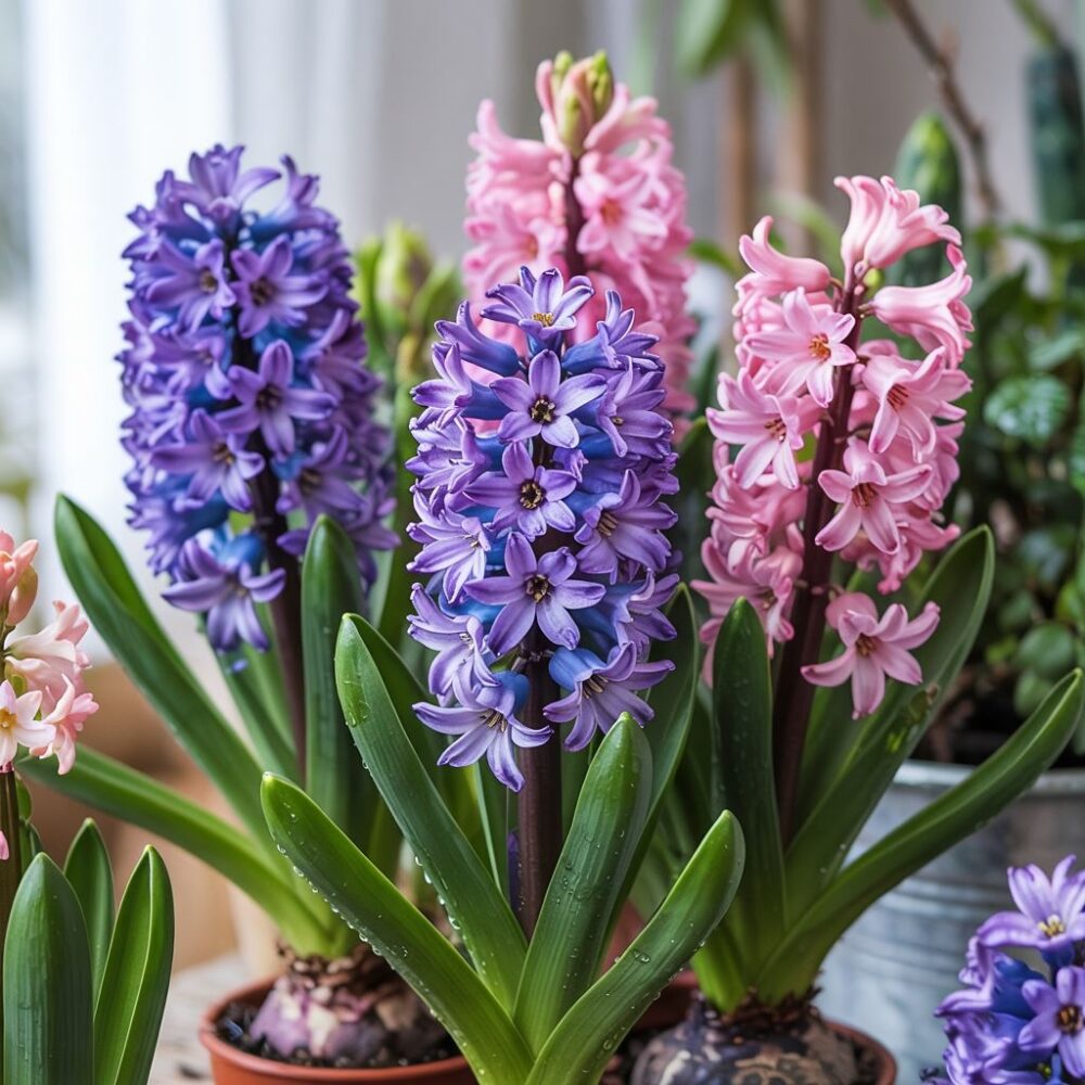 kwitnący hiacynt w doniczce