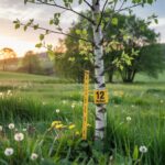 młoda brzoza na łące