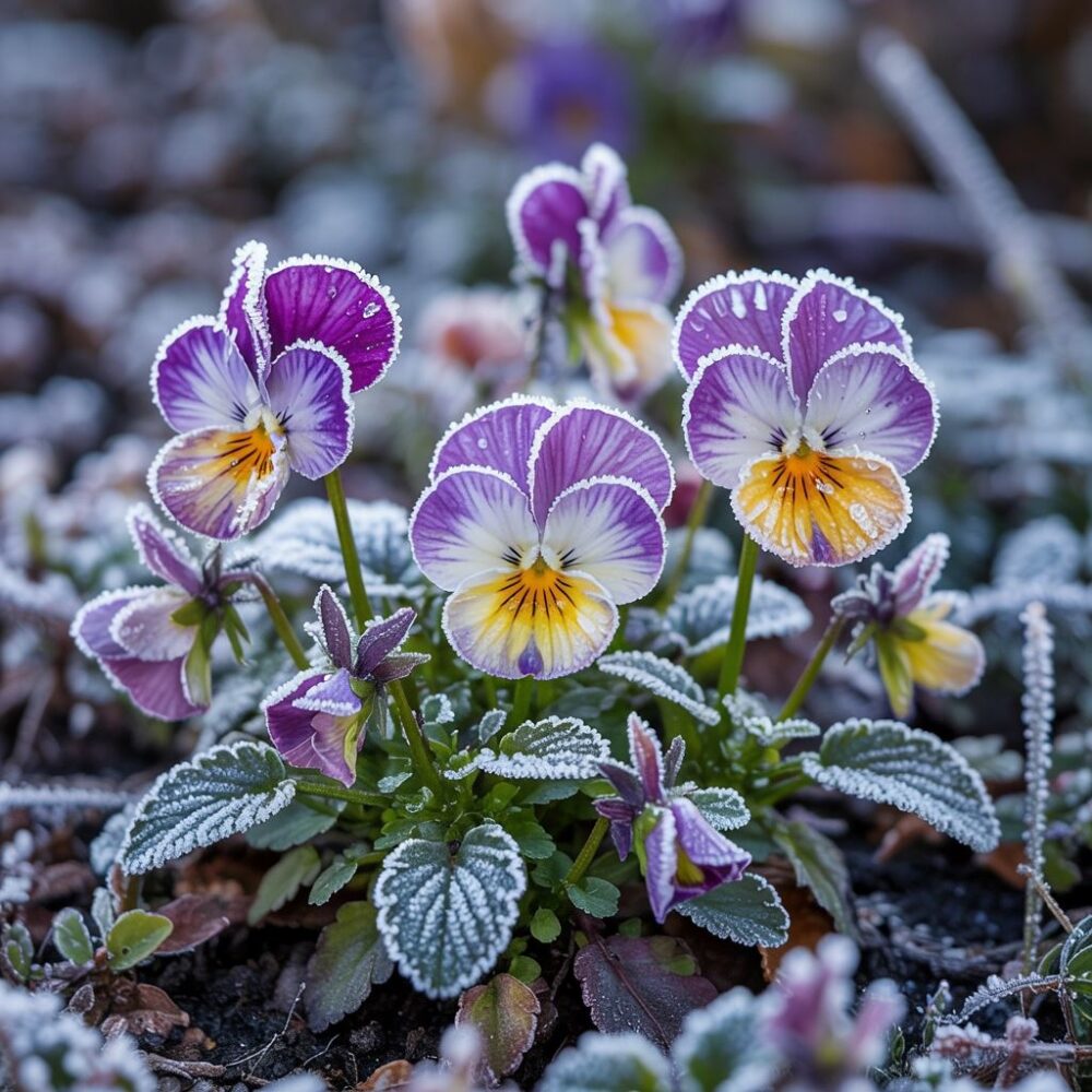 mroźne kwiaty bratków