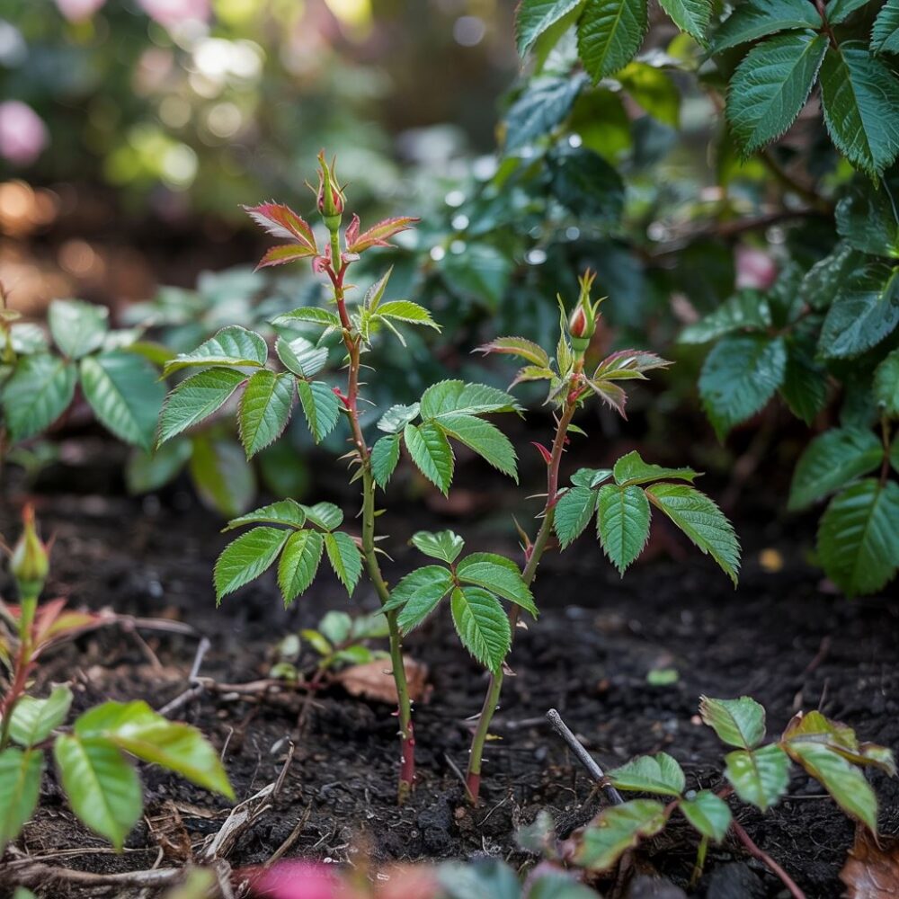 odrosty u podstawy róży