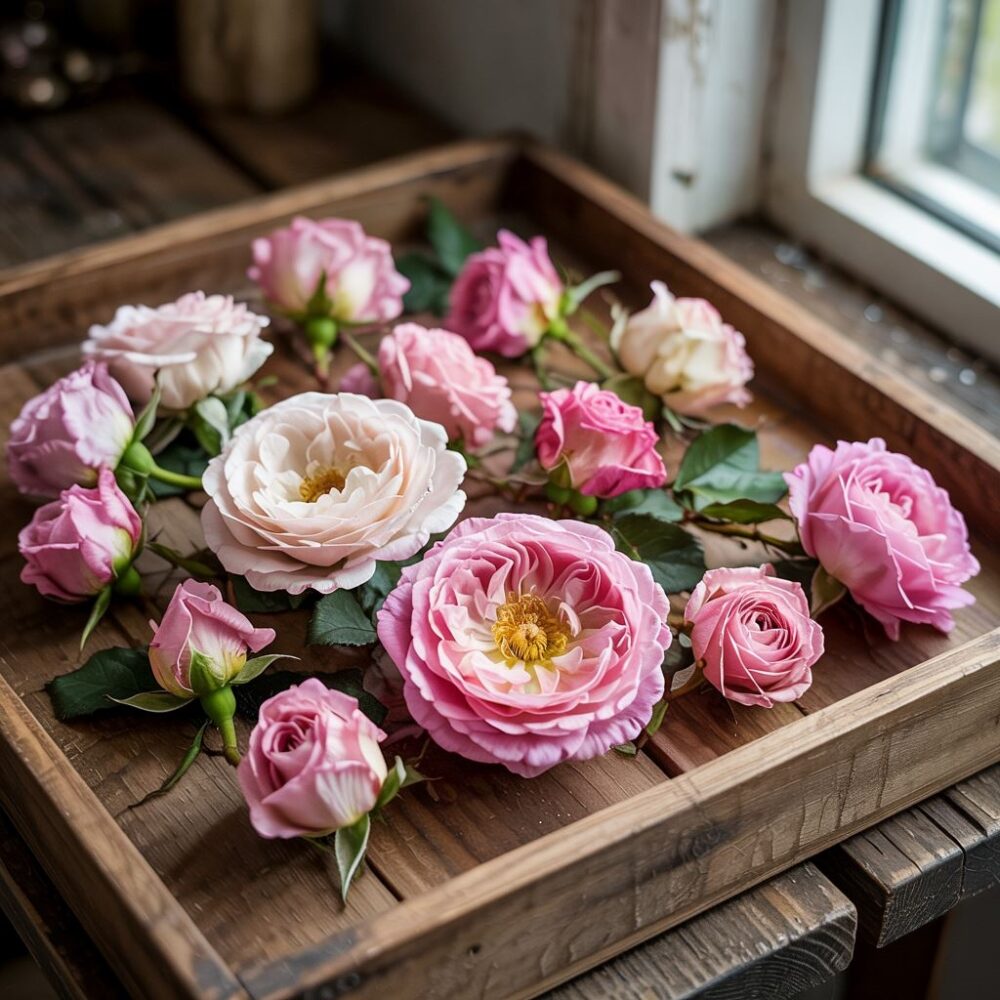 owoce dzikiej róży na stole