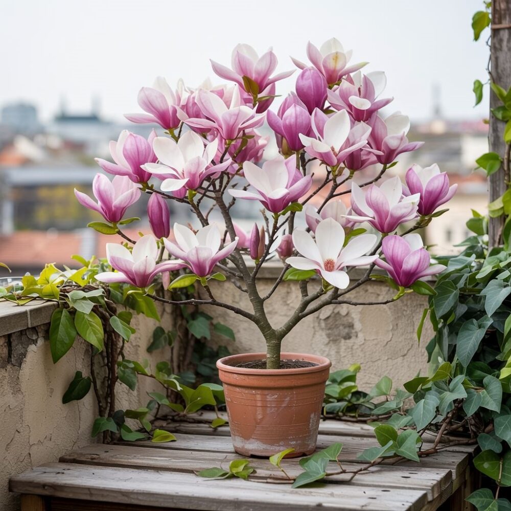 ozdobna magnolia na tarasie