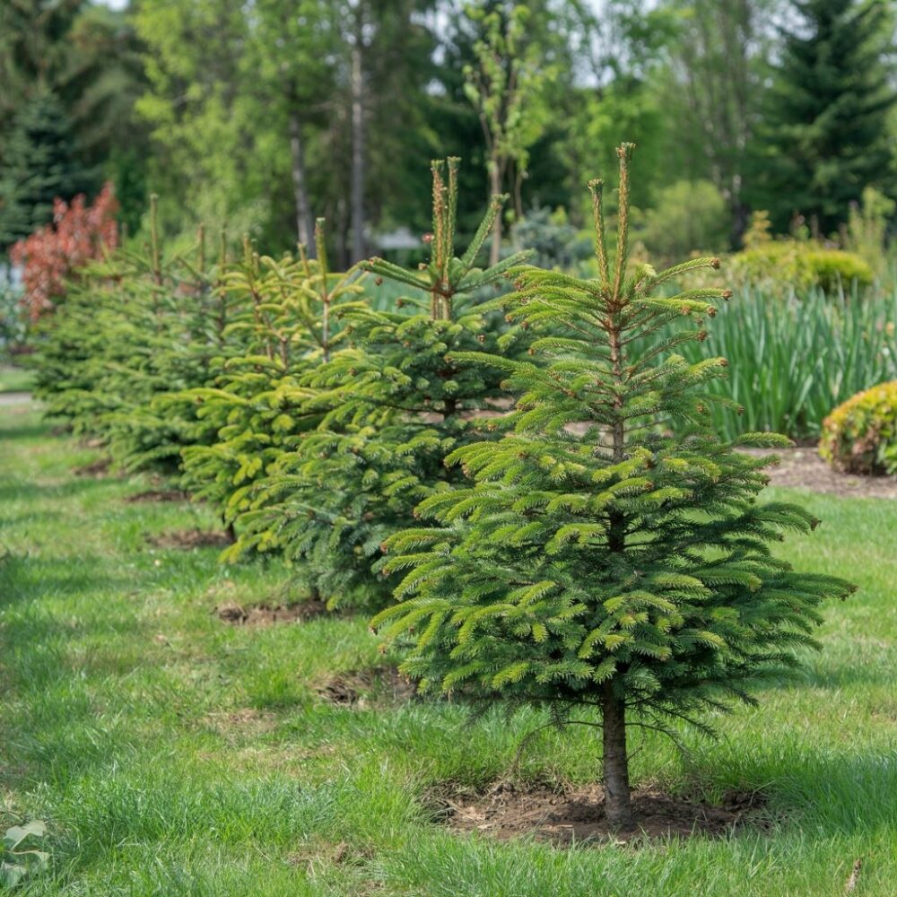 sadzenie świerków na żywopłot