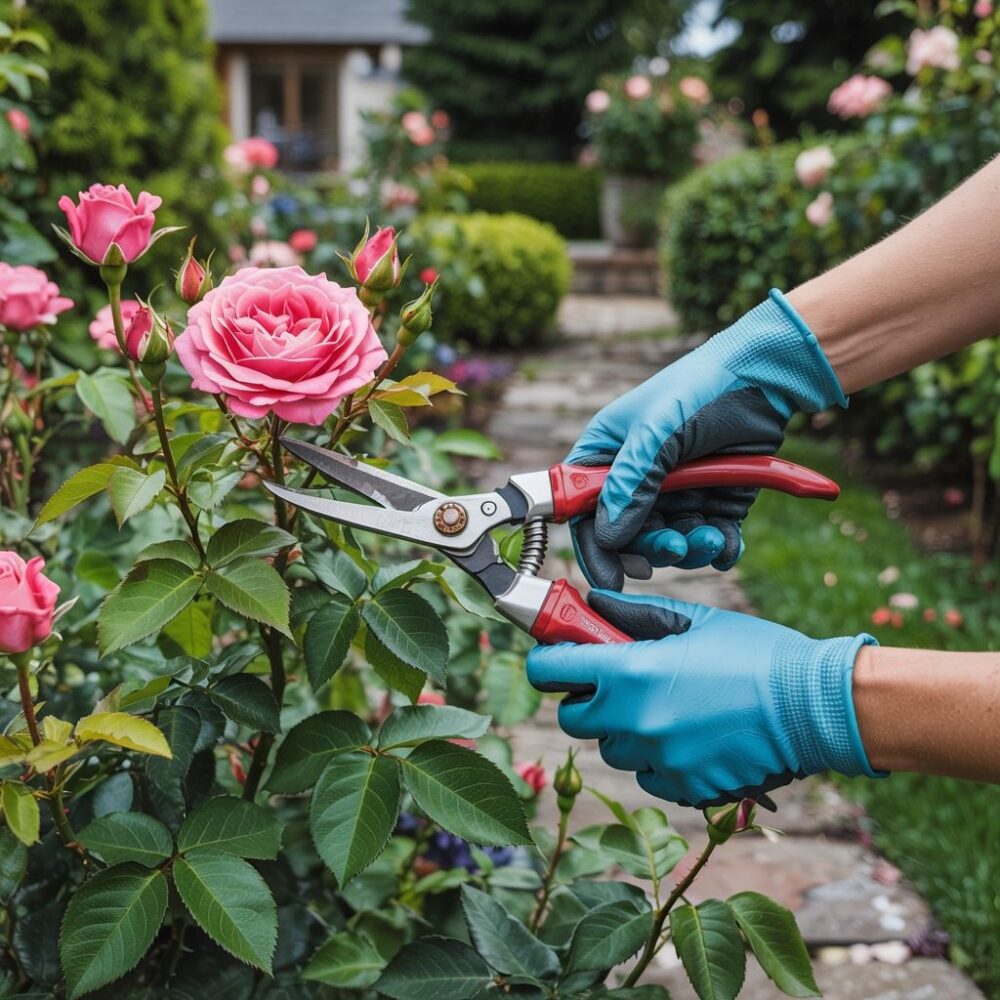 sekator i krzew róży