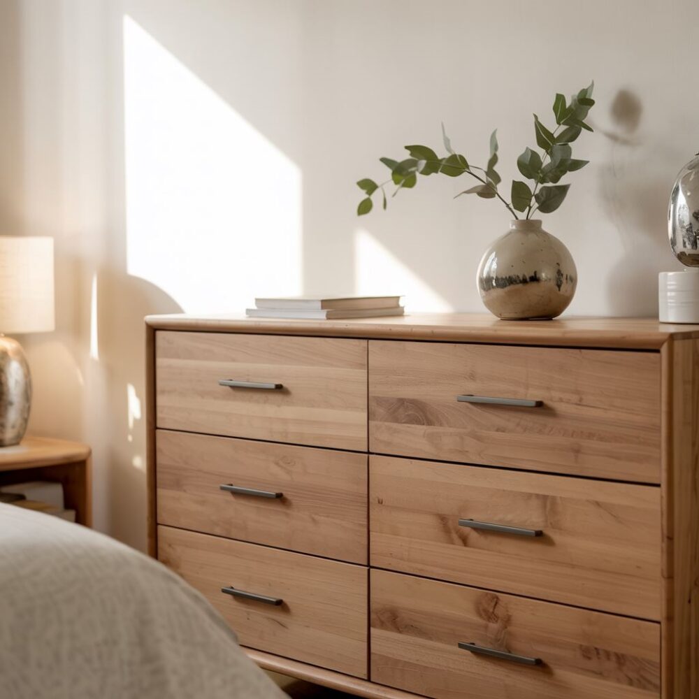 skandynawski wystrój wnętrza z komodą