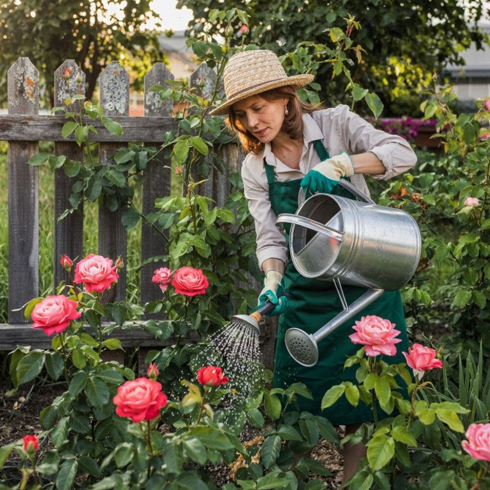 spryskiwanie liści róż