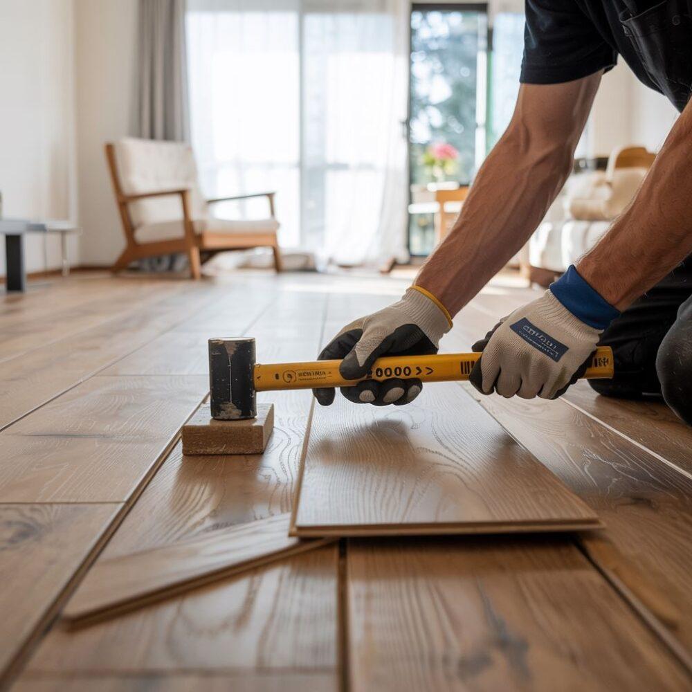 układanie paneli w salonie